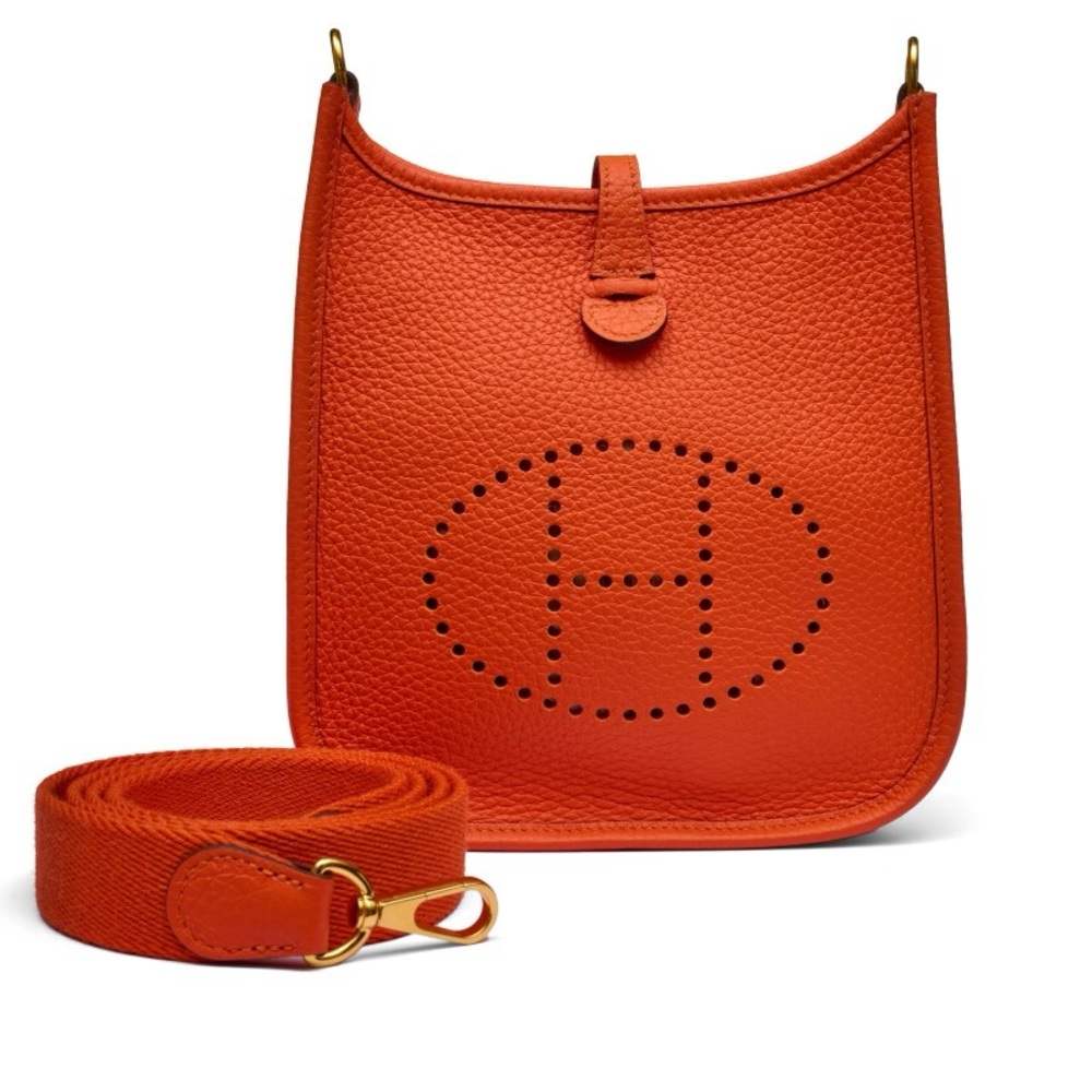 HERMES 2024 Mini Evelyne TPM 16 "Orange" Feu Clemence Leather GHW